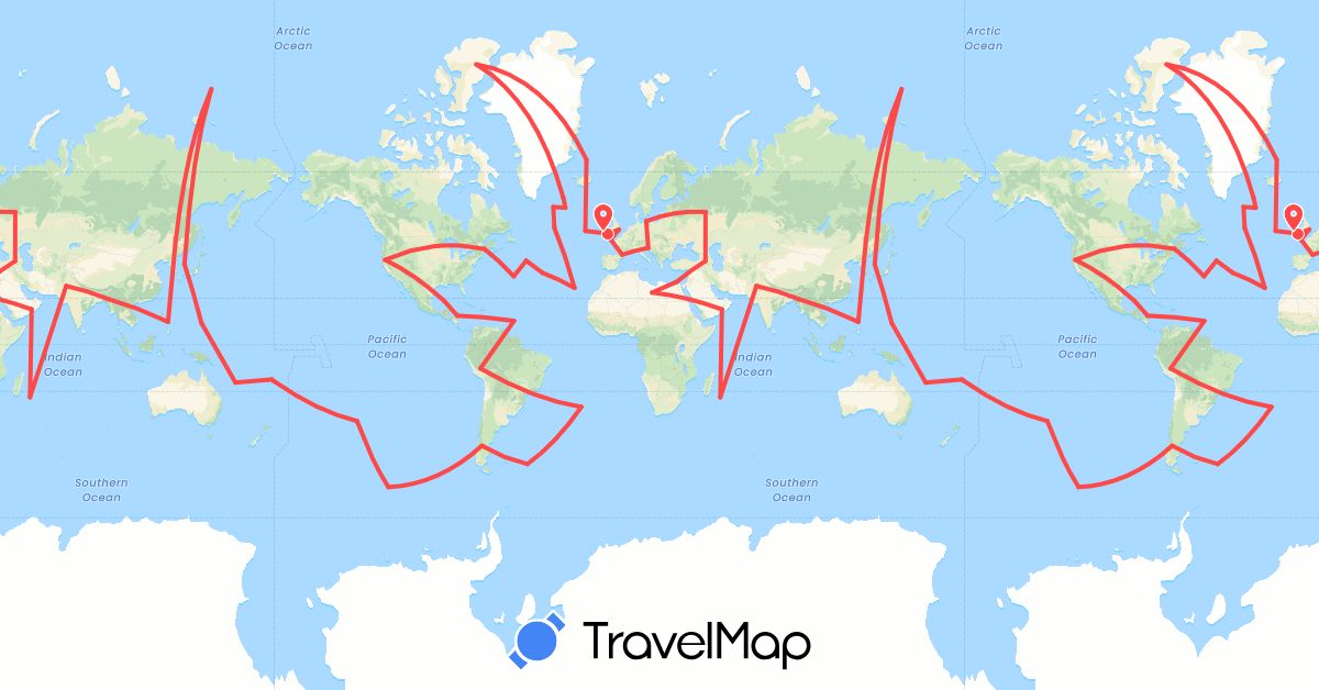 TravelMap itinerary: hiking in Andorra, United Kingdom, Myanmar (Burma), Oman, Philippines, Pakistan, Russia, United States (Asia, Europe, North America)